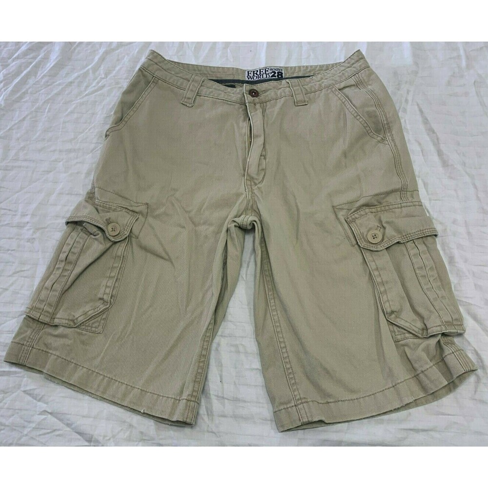 FREE WORLD MENS CARGO COTTON SHORTS SIZE 28